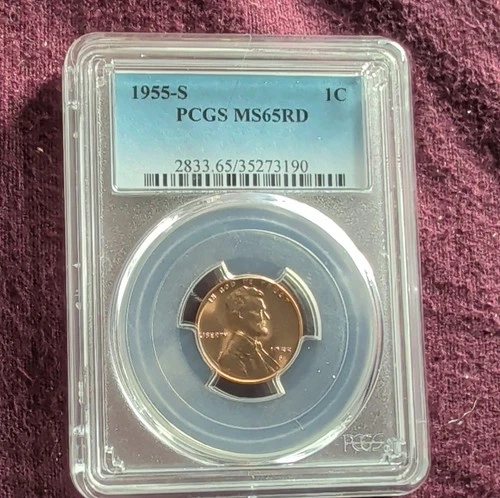 Lincoln Wheat 1955-S Small Cent PCGS MS65RD San Francisco Bronze Uncirculated