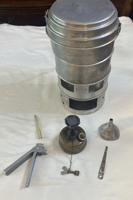 Vintage Primus NO. 71 Stove Single Burner W/ aluminum cooking Set Sweden Works 