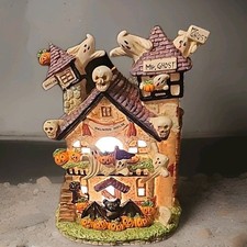 Vintage 1994 Haunted House Lighted Porcelain Halloween House  Mr. Ghost"
