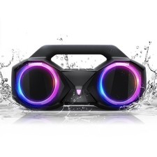 Bluetooth Speaker 80W Peak Loud with Bass, 20H Playtime, IPX7 Waterproof, RGB...