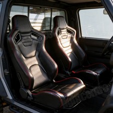 1pair Reclinable Bucket Seats Black Racing Seats Sport Pvc Leather W 2 Sliders