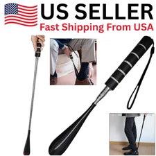 Extra Long Handle Shoe Horn Stainless Steel 25" Handled Metal Shoehorn Horns