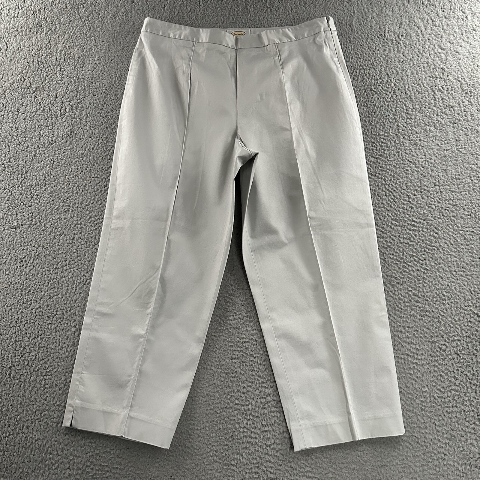 Talbots Womens Pants Gray 12p Petites High Rise Stretch Side Zip Cotton Blend