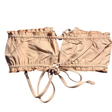 NWT Free People X Toast Swim Women's S Ruffle Bandeau Bikini Top Sandstone Tan