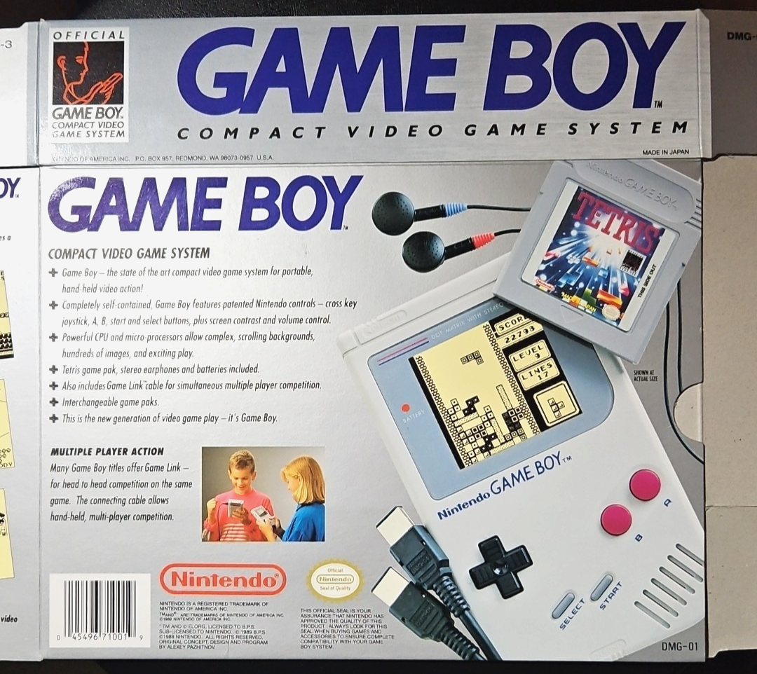 1989 BOX ONLY DMG-GBTR-USA-3 Nintendo Game Boy DMG-01 Game System