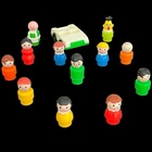 Vintage Fisher Price Little People Car & 12 Figures Lot Mom, Dad, Kids Sesame St