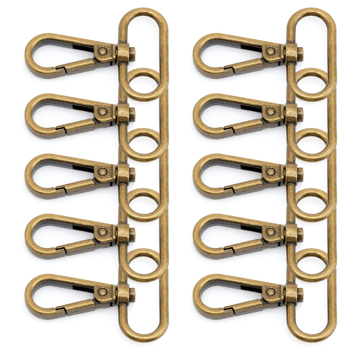 10 PCS Antique Brass Snap Hook Swivel Push Gate Lobster Clasp Clip