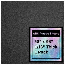 1 Pack 48" X 96" X 1/16" ABS Black Plastic Sheet Two Sided Textured Thick DIY Ma