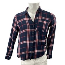 Abercrombie Fitch Men's Blue Plaid Long Sleeve Button Down Shirt Top Size M