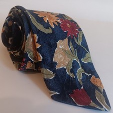 Ermenegildo Zegna      Tie Blue Floral Print Made in Italy Vintage 33/4W X 58"L