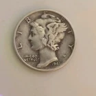 1941 Winged Liberty Head Mercury Dime Coin, Silver, 10 Cent