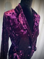 VTG Y2K Star City Velvet Purple Blazer Top Whimsigoth Pockets Ribbons 1 Button M