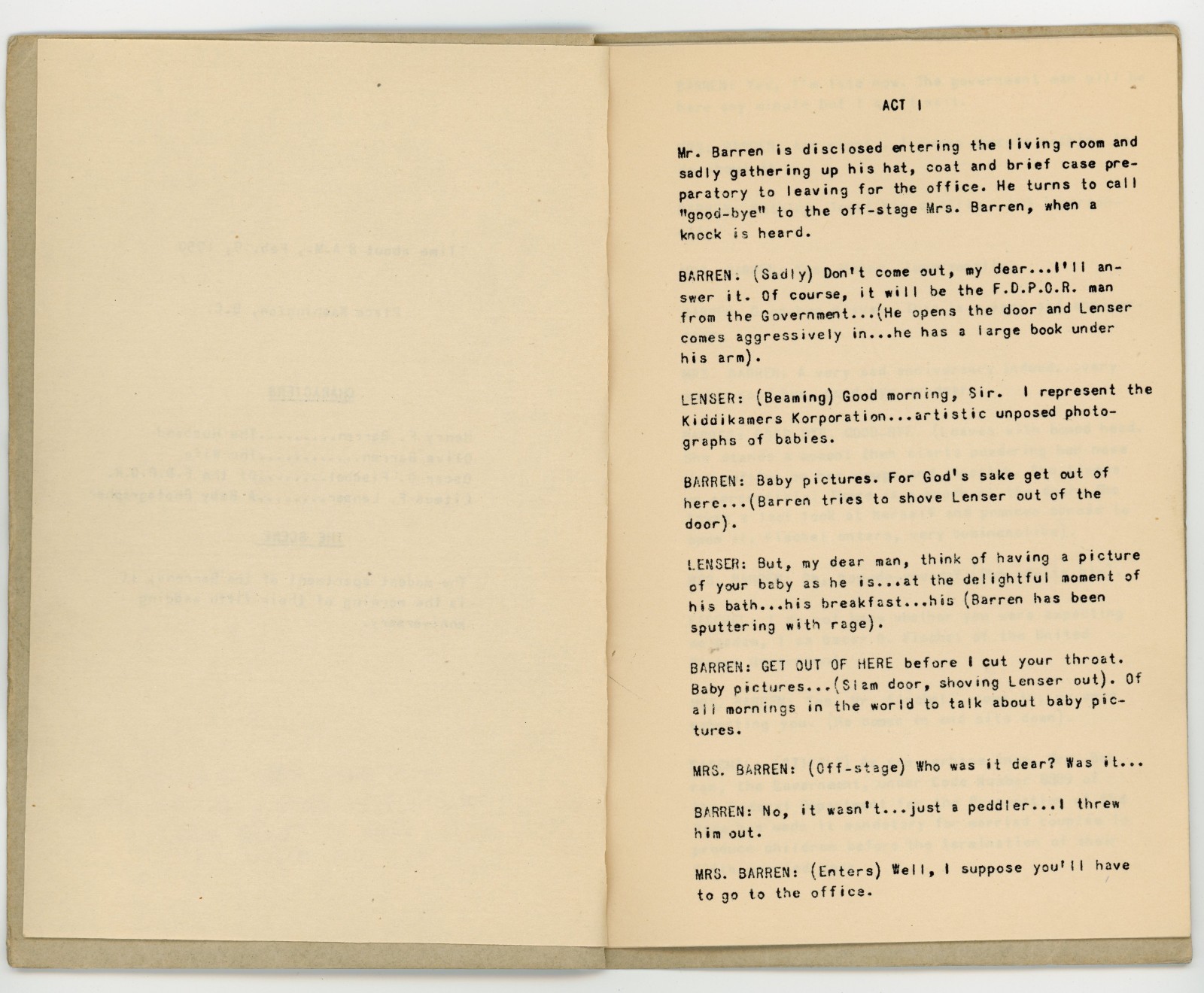 1950 Mimeographed Play Script Double Exposure Fairmont Railway Motors ...