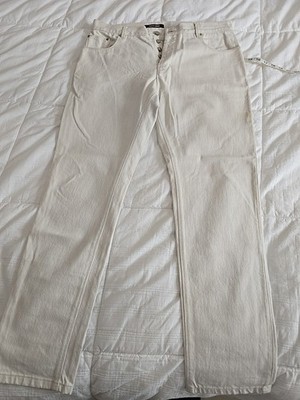 $700 Roberto Cavalli Ivory Jeans With Silver Accents And Relaxed Fit. 99% New.