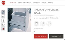 Hafele Hailo Euro Cargo S 300mm Pull Out Waste Bin