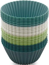 24 Pack Silicone Baking Cups Reusable Muffin Liners Non-Stick Cup Cake Molds Set
