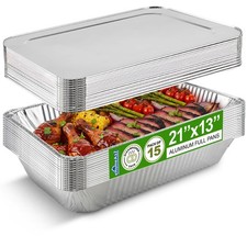 EHOMEA2Z Aluminum Pans With Lids, Large Full Size 21x13x3 Disposable Foil Pan...