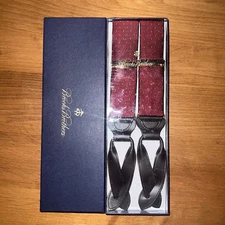 NEW Brooks Brothers Suspenders - Burgundy With Blue Dots - Leather