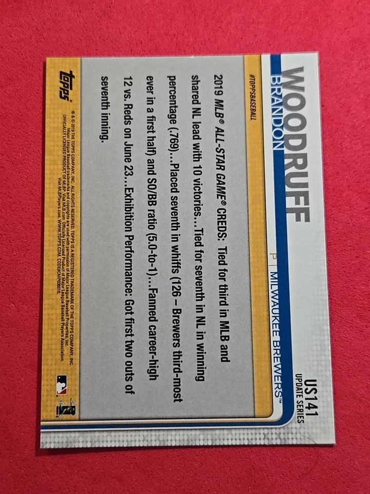 2019 Brandon Woodruff Topps Update #US141 All-Star Game - Image 2 of 2