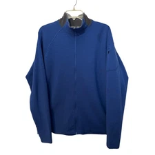 Ibex Men's Full Zip Rambouillet Wool Sweater Full Zip Jacket Blue XL