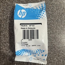 Genuine New HP 63 Tri-Color Ink Cartridge F6U61AN OEM Sealed Bag Exp 04 2028