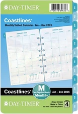 Day-Timer Coastlines Jan-Dec 2026 2-PgPerMonthTabbed Calendar Refill, 5.5 x 8.5"