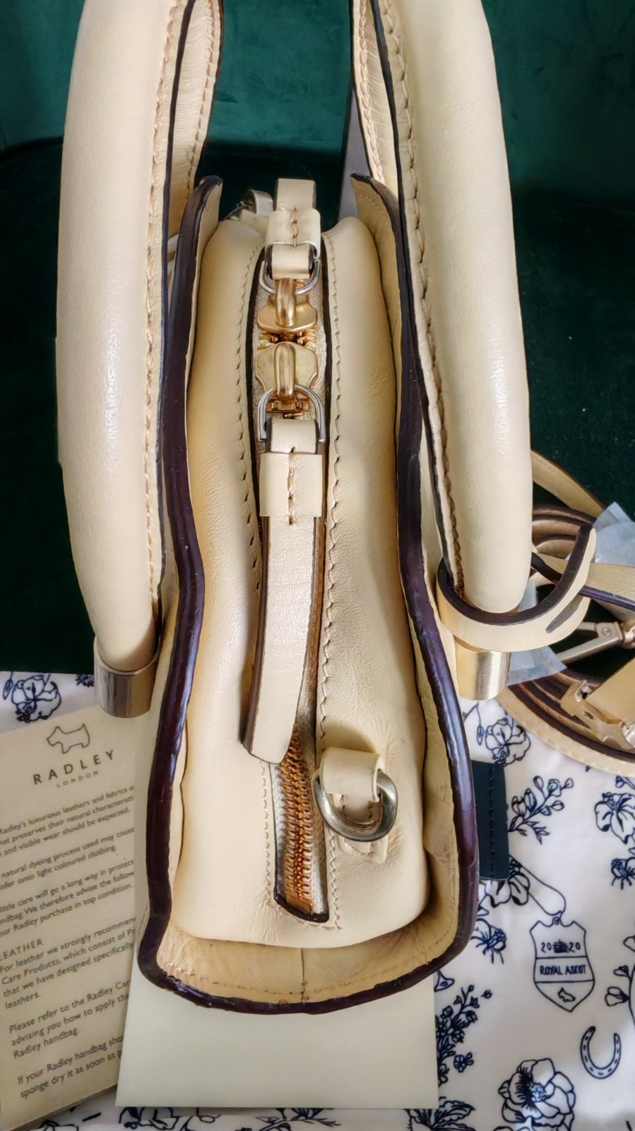 Radley ROYAL ASCOT Half Moon Multiway Yellow Leather Handbag New With Tags. image 10