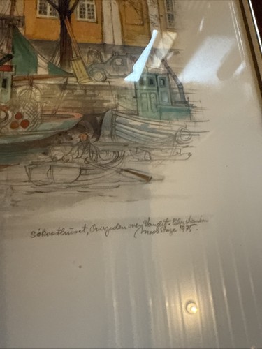 Vintage 4 Studies Watercolor Prints Mads Stage Denmark Copenhagen Framed - Picture 8 of 9