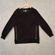 Varley Oakden Sherpa Teddy Pullover Sweatshirt Women's Small Black Side Zip