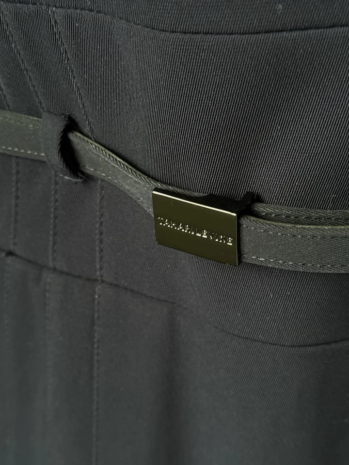 Vestido Elie Tahari Arthur Levine 12 Azul Marino Plisado Inteligente Forrado Carrera L Elegante Foto 3 de 4