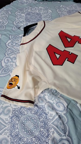 HANK AARON 1957 MILWAUKEE BRAVES MITCHELL & NESS JERSEY/ SIGNED - Picture 11 of 15