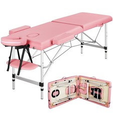 Portable Massage Table - Tilt Backrest Aluminum Legs with Carrying Case - Pink
