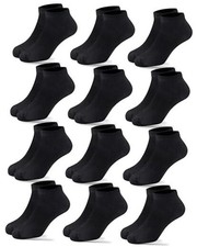 12 Pairs Kids Ankle Socks Boys Girls Athletic Sock Low Cut 4-6 Years Black