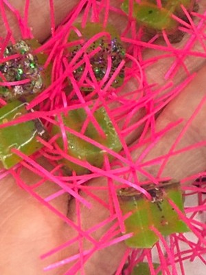 Fuzzy Dice Nuclear with Pink wigglers made in USA Bin 16
