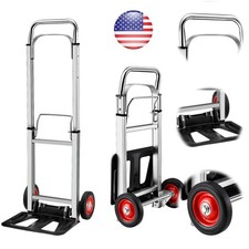 400 Lbs Aluminum Hand Truck 2 in 1 Heavy Duty Convertible Folding Dolly Cart USA