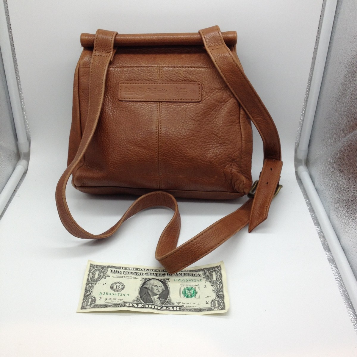 Vtg Fossil Brown Leather Crossbody Bag Purse 1954 Key 75082