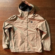 Dutch Bros Coffee Windbreaker Jacket Mens Medium Brown Full Zip Hooded Outdoors