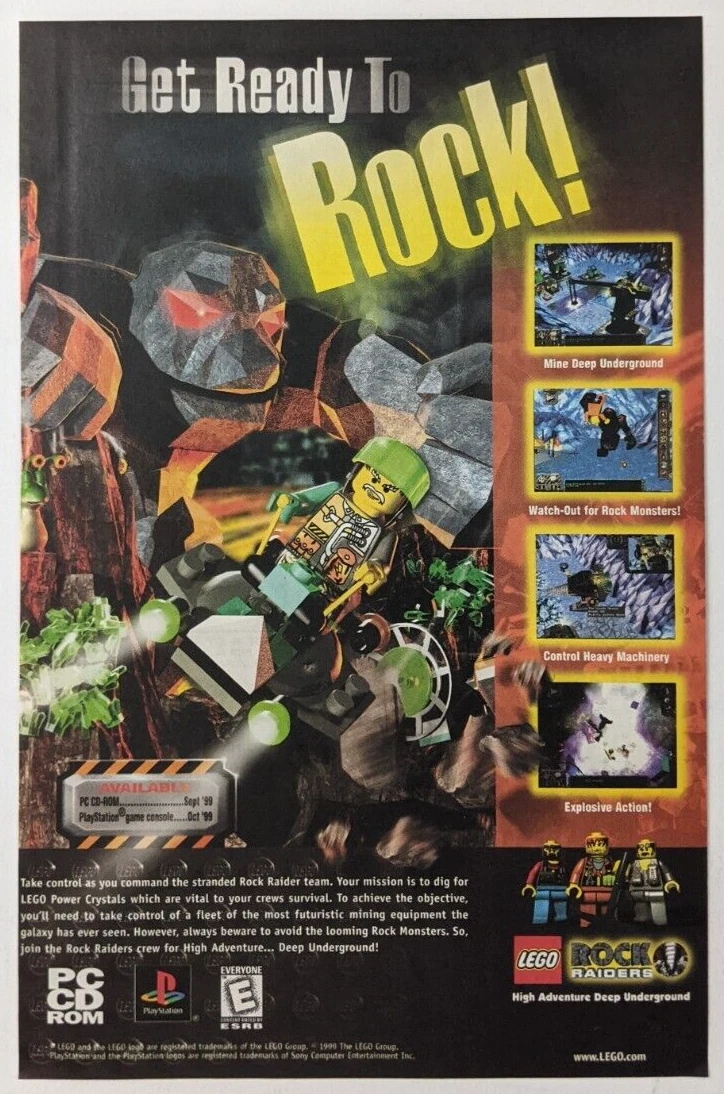 LEGO Rock Raiders Print Ad Game Poster Art PROMO Original PC PlayStation PS1