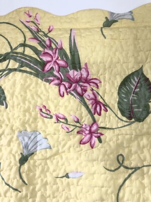 King Pillow Case Quilted Yellow Cottage Prairie Floral 20 X 37 by Pegasus Home