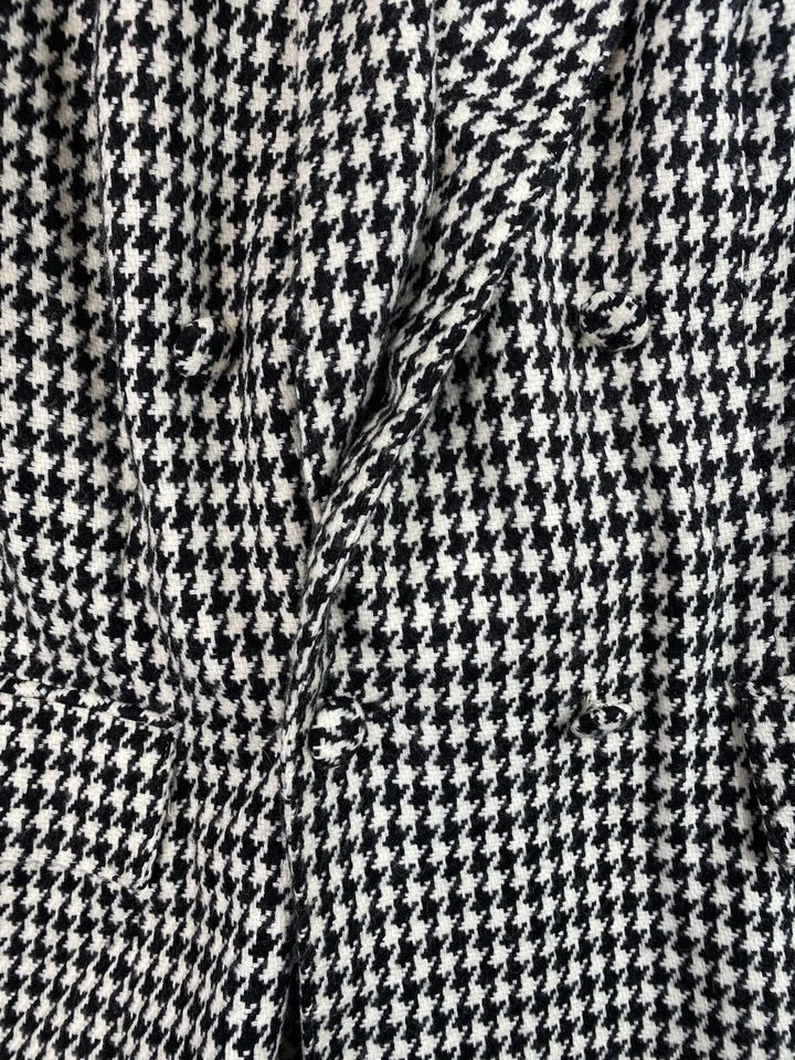 Chaqueta Blazer De Colección Sam's Tailor Para Mujer Negra Crema Lana Pata de Gallo Abrigo Militar Foto 4 de 4