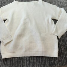 Sweater Womens M Knit Pullover Long Sleeve Round Neck Oversized Viscose White