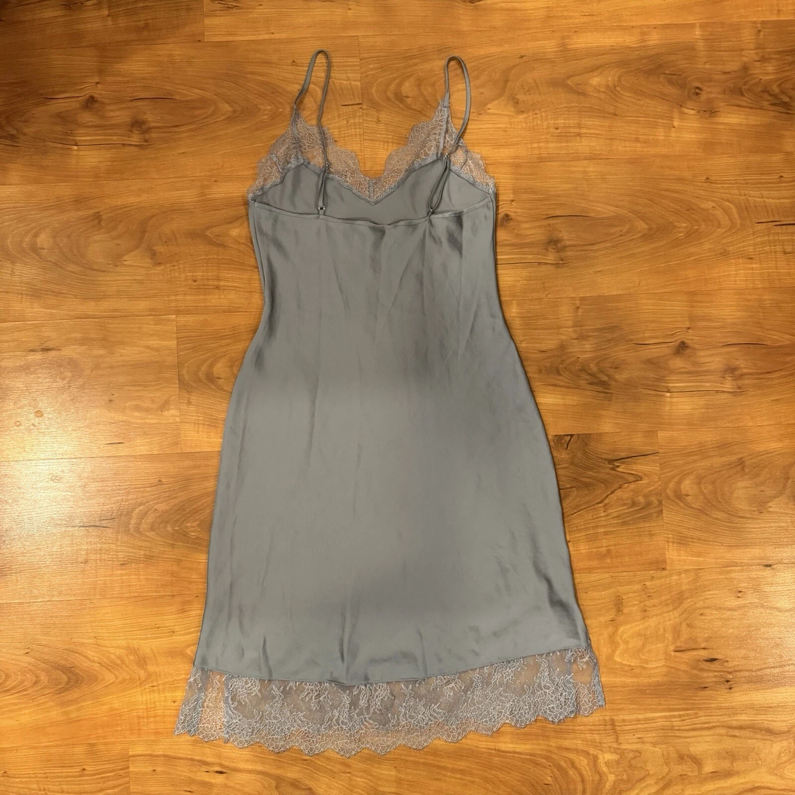 UNDERCOVER Abito da notte vintage Y2K Victoria's Secret grigio pizzo top schiena aperta slip TAGLIA M
