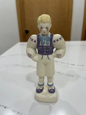 Vintage Kay Finch California Pottery Statue Figurine Peasant Boy Purple/Blue