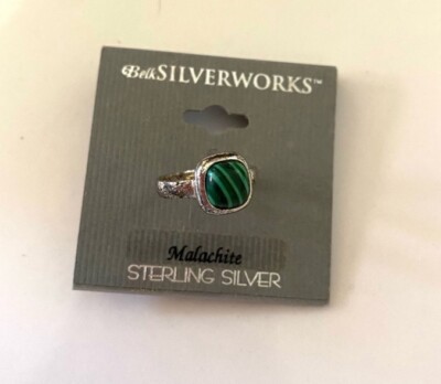 Silverworks Ring Sterlingsilber Malachit Stein grün Größe 8 NEU