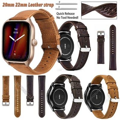 Leather Band Strap For Huami Amazfit GTR 42mm 47mm GTS 2/3/4/4 Mini Bip S/U/Lite