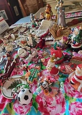 Lot of 68 Mixed Style Christmas  Hanging Ornaments Various Sizes Figurines Etc