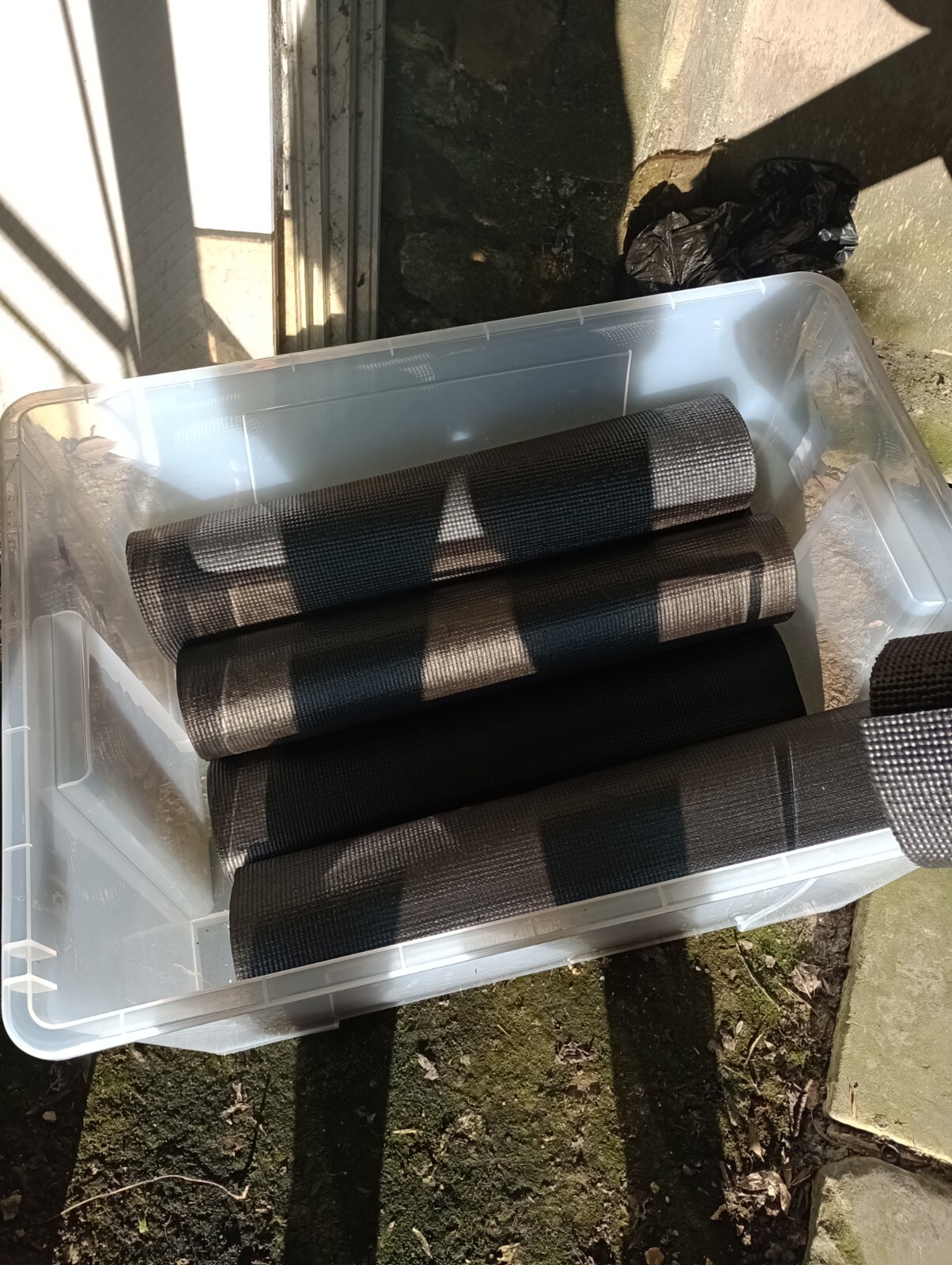 NR (natural rubber black yoga mats) x14 complete with clear plastic