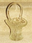 Clear Cut Glass Basket With Handle, Diamond and Floral Design — photo 4