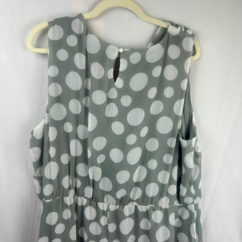 MSK Polka Dot Dress Women Plus 24W Gray A Line Sleeveless Midi Length Chiffon - Picture 6 of 7