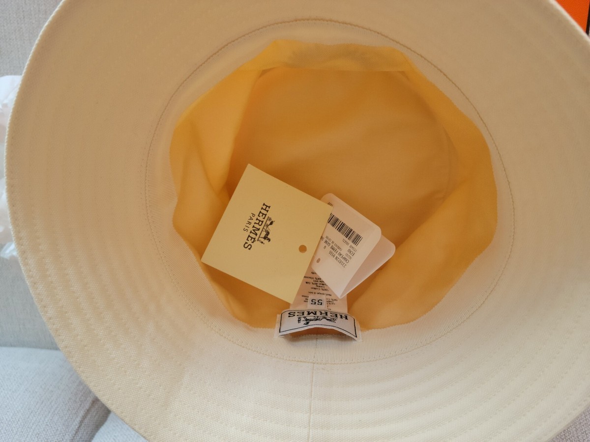 HERMÈS Gene Sunshine NEW Bucket Hat Women Size 55 Ecru Ivory | eBay